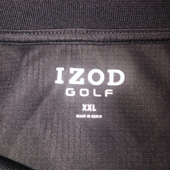 IZOD Golf Polo Mens Size XXL 2XL Work Dress Tennis Activewear Black Shirt - Picture 4 of 11